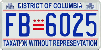 DC license plate FB6025