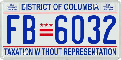 DC license plate FB6032