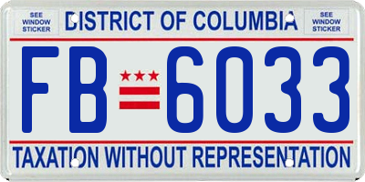 DC license plate FB6033