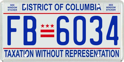 DC license plate FB6034