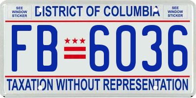 DC license plate FB6036