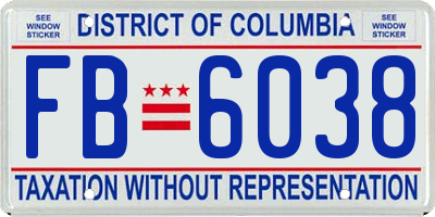 DC license plate FB6038