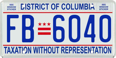 DC license plate FB6040