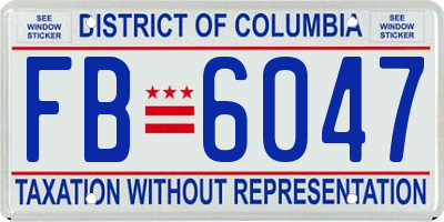 DC license plate FB6047