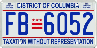 DC license plate FB6052