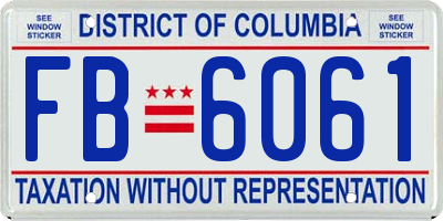 DC license plate FB6061