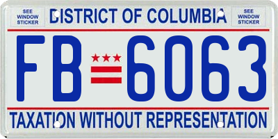 DC license plate FB6063