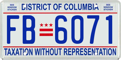 DC license plate FB6071