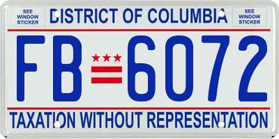 DC license plate FB6072