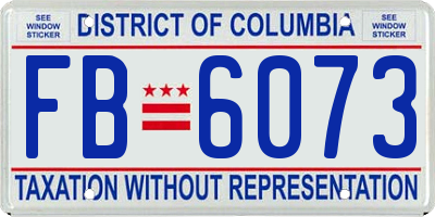 DC license plate FB6073