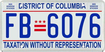 DC license plate FB6076