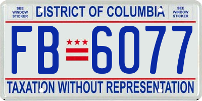 DC license plate FB6077