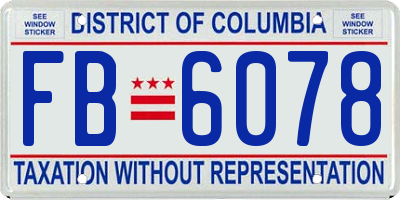 DC license plate FB6078