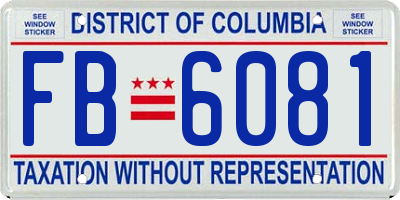 DC license plate FB6081