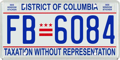 DC license plate FB6084