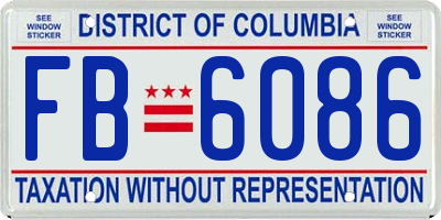 DC license plate FB6086