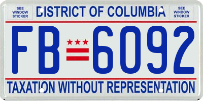 DC license plate FB6092