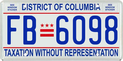 DC license plate FB6098