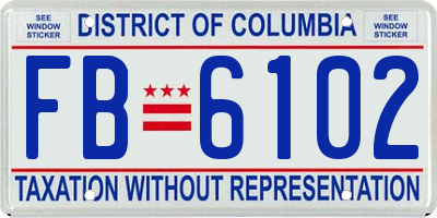 DC license plate FB6102