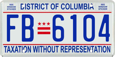 DC license plate FB6104