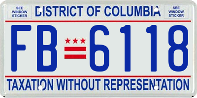 DC license plate FB6118