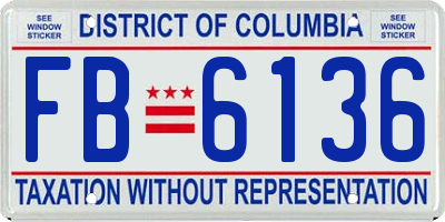 DC license plate FB6136