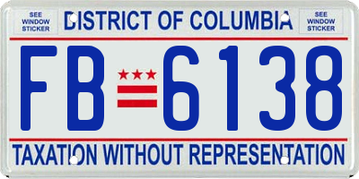 DC license plate FB6138