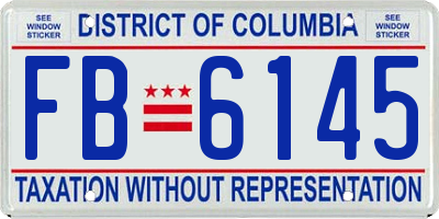 DC license plate FB6145