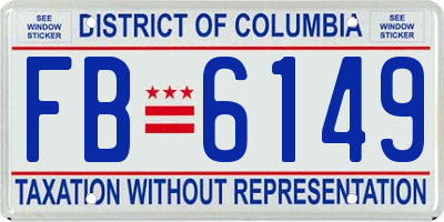 DC license plate FB6149