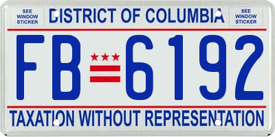 DC license plate FB6192