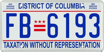 DC license plate FB6193