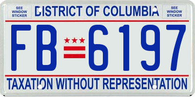 DC license plate FB6197