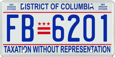 DC license plate FB6201