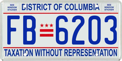 DC license plate FB6203