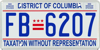 DC license plate FB6207