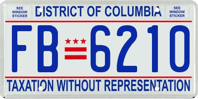 DC license plate FB6210