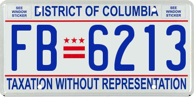 DC license plate FB6213