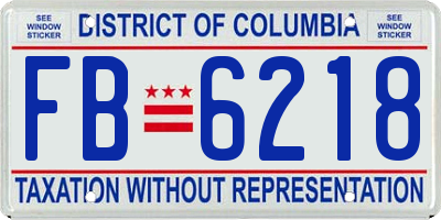 DC license plate FB6218