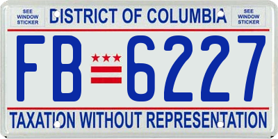 DC license plate FB6227