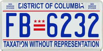 DC license plate FB6232