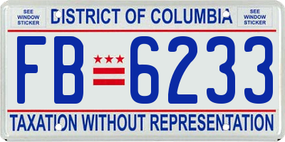 DC license plate FB6233