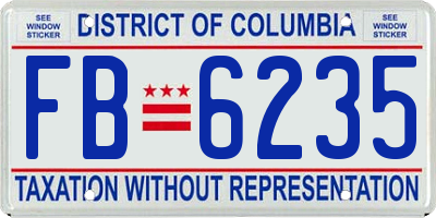 DC license plate FB6235