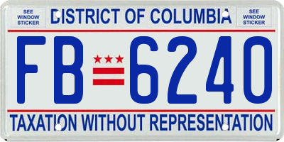 DC license plate FB6240