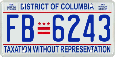 DC license plate FB6243