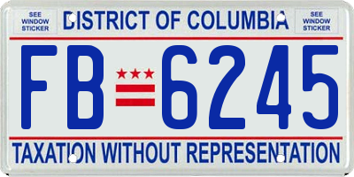 DC license plate FB6245