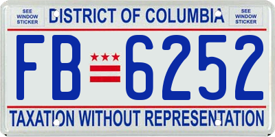 DC license plate FB6252