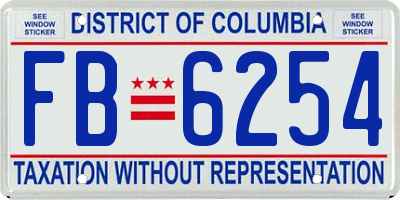 DC license plate FB6254