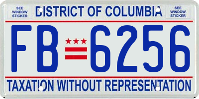 DC license plate FB6256