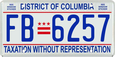 DC license plate FB6257