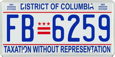 DC license plate FB6259